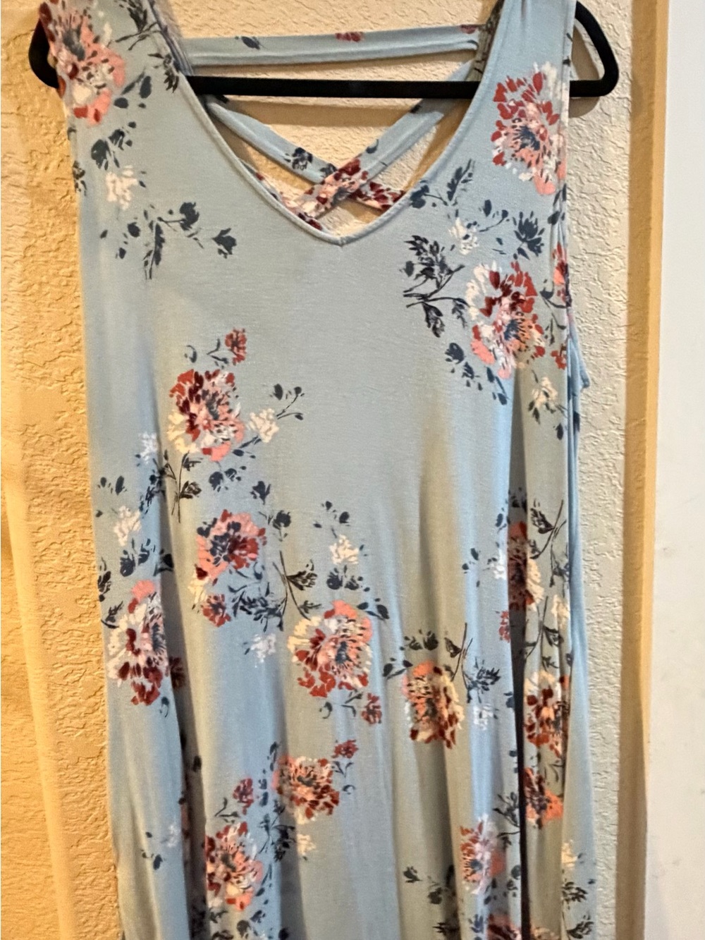 Maurices Pale Blue Floral Dress with Crisscross Back